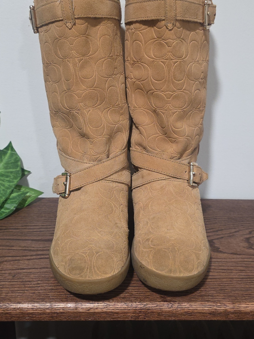 Coach Thelma Tan Embossed Signatue C Pullon Boots Womens 8 - Picture 2 of 10
